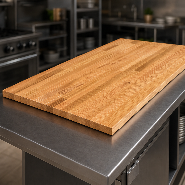 Product image #3 for John Boos Appalachian Red Oak Blended Rails Island Countertop, 132 x 42 x 1-1/2 Inch, Oil Finish