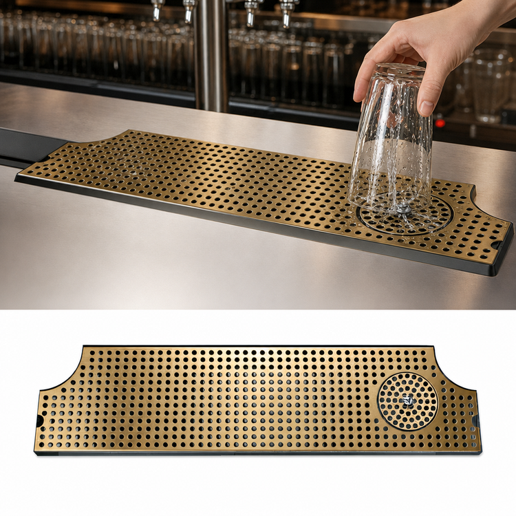 Product image #3 for Micro Matic 46-Inch Surface-Mount Stainless Steel Drip Tray Trough with Integral Glass Rinser