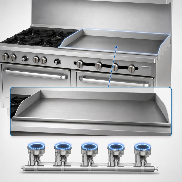 Product image #3 for Southbend S-Series 60 3/4-Inch Gas Restaurant Range with 2 Open Burners, 48-Inch Griddle and 2 Standard Ovens
