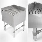 Thumbnail image #3 for John Boos UBDB-2121-90-IC-X Freestanding Underbar Corner Drainboard, 21" x 21" x 32-1/2", 3" Backsplash, 300 Stainless Steel