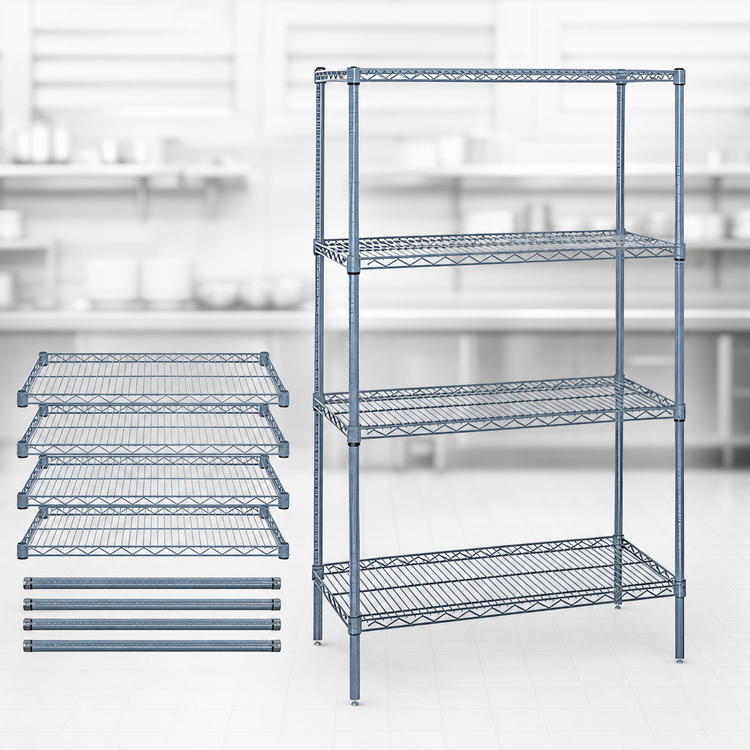Product image #3 for Quantum 36"W x 12"D x 63"H Wire Shelving Starter Kit, Stationary, Gray Epoxy Antimicrobial Finish