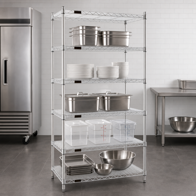 Product image #3 for EAGLEbrite 5-Tier Stationary Wire Shelving Starter Unit, 72-Inch W x 24-Inch D x 86-Inch H, Zinc Finish