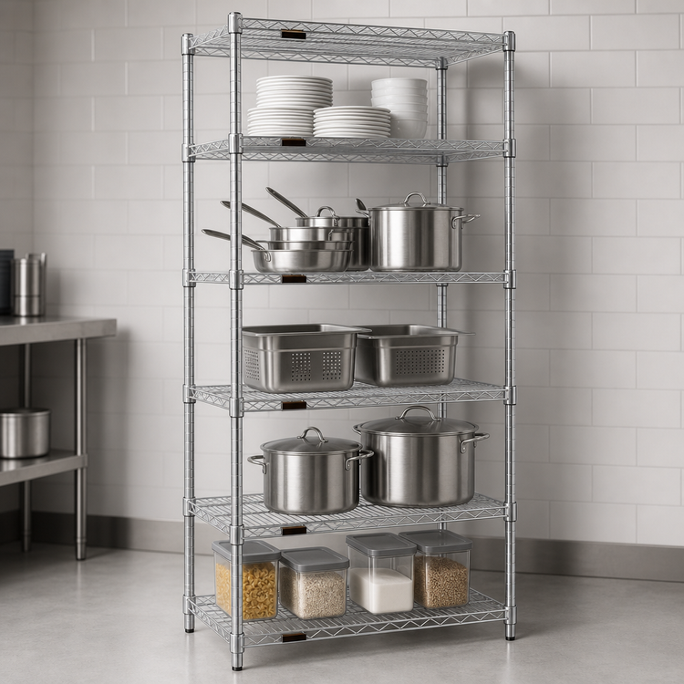 Product image #3 for Eagle Group 5-Tier Wire Shelving Starter Unit, 36"W x 21"D x 86"H, Chrome-Plated