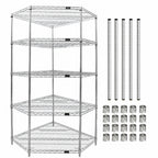 Thumbnail image #3 for Quantum WR74-2442CRNC-5 42 x 24 in Chrome Wire Shelving Starter Kit, 5 Shelves, Stationary