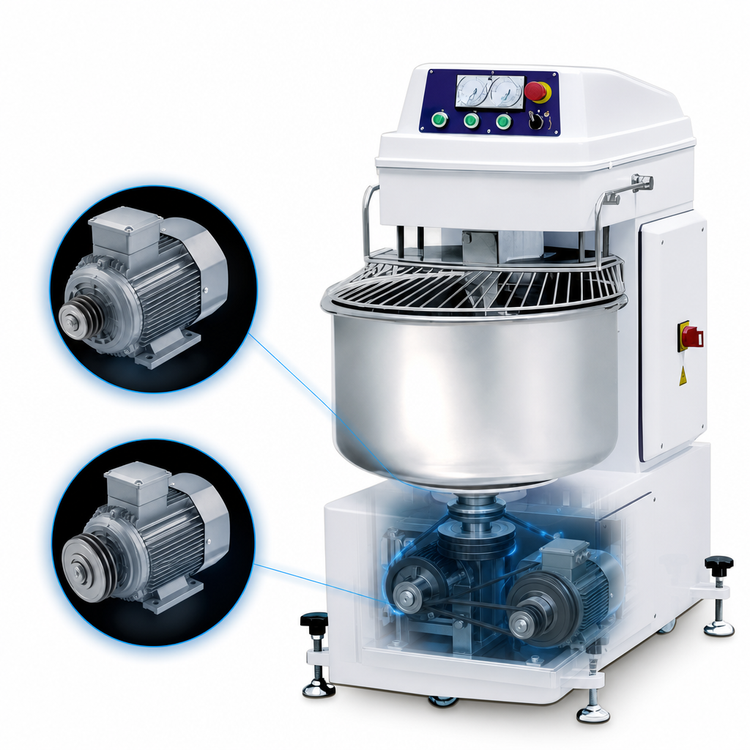 Product image #3 for Primo PSM-120E Floor Model Commercial Spiral Dough Mixer with 204 Qt Bowl, Twin Motors, and 2-Speed Control
