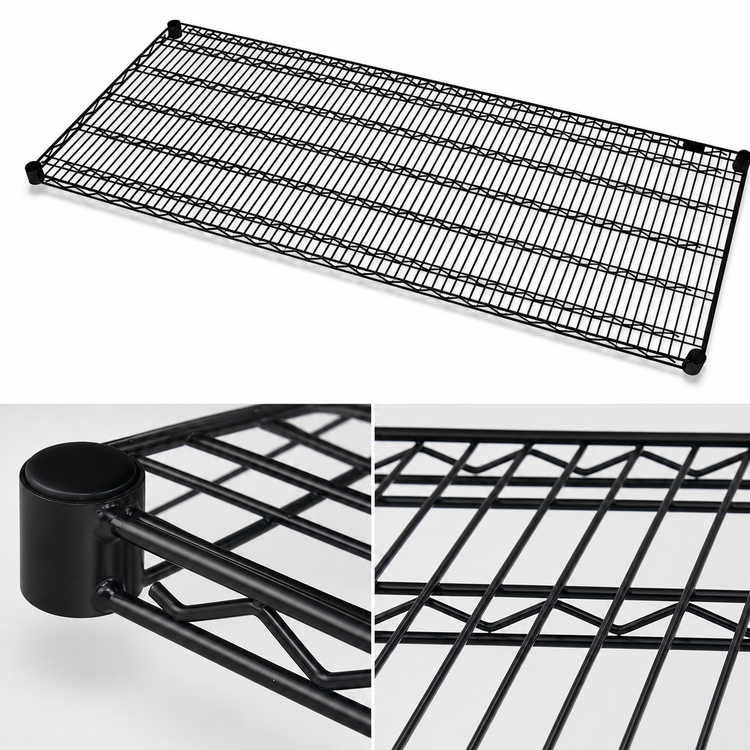 Product image #3 for Quantum 60"W x 36"D Black Epoxy Antimicrobial Wire Shelf, 600-800 lb Capacity