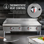 Thumbnail image #3 for Serv-Ware STGS-48 48-Inch Thermostatic Natural Gas Griddle, 4 Burners, 3/4-Inch Plate, Stainless Steel