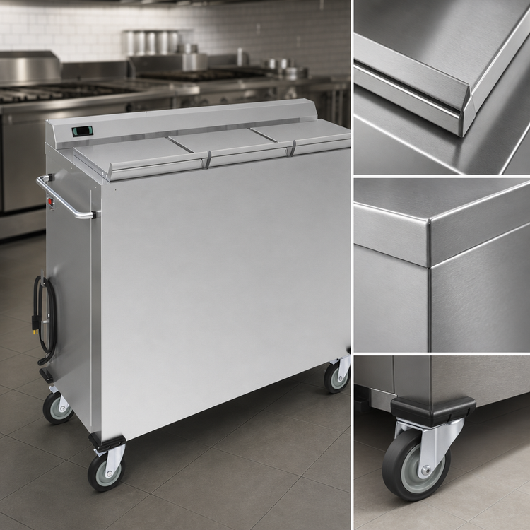 Product image #3 for Dinex DXPSBH3WB Colossus 3-Silo Mobile Convection Wax Base Heater/Dispenser