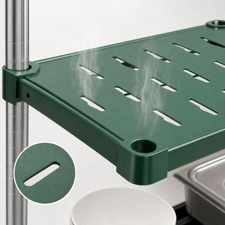 Product image #3 for Eagle Group Quik-Set Louvered Solid Shelf, 36 x 24 Inch, 14-Gauge Galvanized Steel, Green Epoxy Finish