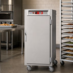 Thumbnail image #3 for Metro C5 C567-SFS-U 3/4-Height Mobile Heated Holding Cabinet, Solid Doors, Stainless Steel, 26 Hotel Pan Capacity