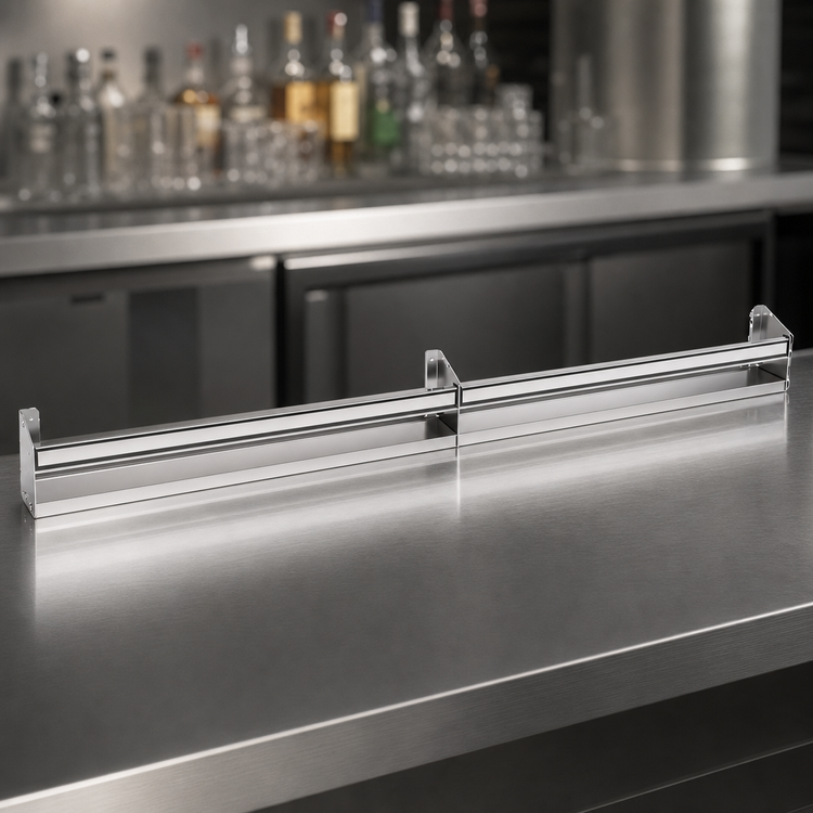 Product image #3 for Glastender 83-Inch Stainless Steel Single Speed Rail with Open Step-and-Rail Design