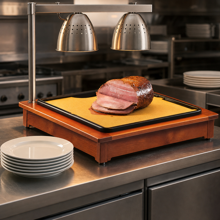 Product image #3 for Cut-Mate Countertop Carving Station with High-Heat Cutting Board, Black Drip Tray, and Heat Lamp Bracket