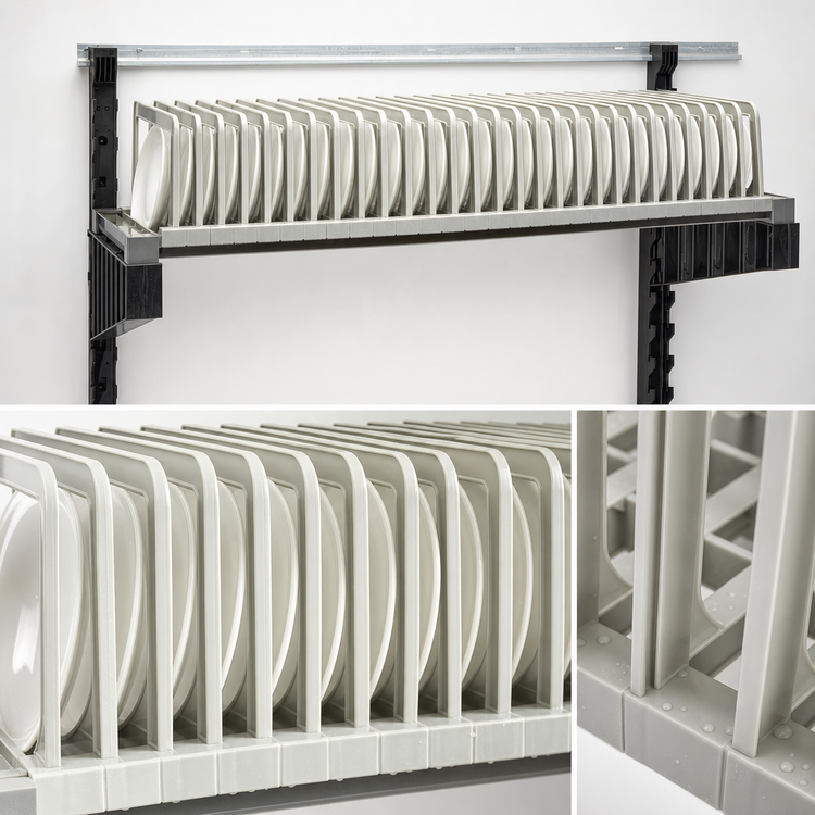 Product image #3 for Cambro Camshelving Elevation Series 18-Inch x 48-Inch Wall Shelving Dry Rack Add-On, 28-Slot Plate Rack