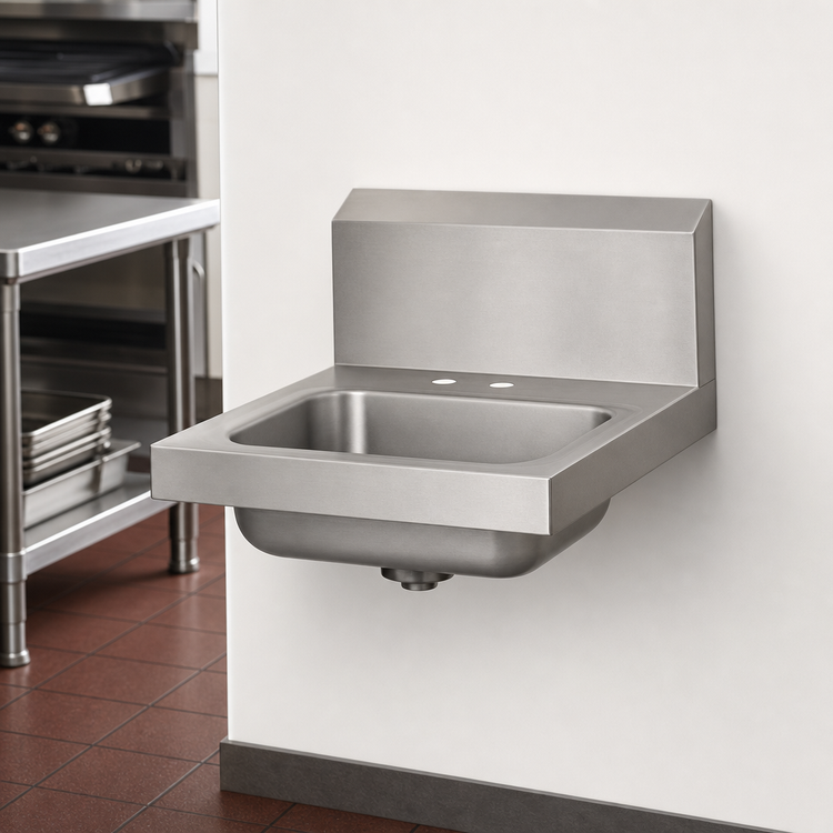 Product image #3 for Advance Tabco Wall-Mounted Hand Sink, 14-Inch Bowl, 304 Stainless Steel, Faucet Not Included