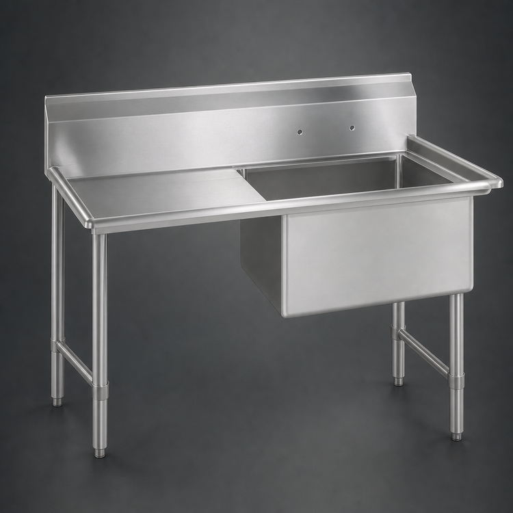 Product image #3 for One-Compartment Stainless Steel Sink with Left Drainboard, 16 x 20 x 14 Bowl and 10-Inch Backsplash