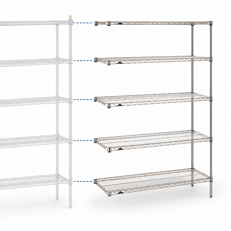 Product image #3 for Metro Super Erecta 5-Shelf Chrome Plated Wire Add-On Shelving Unit, 36 in x 21 in x 74 in