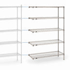 Thumbnail image #3 for Metro Super Erecta 5AN437C 5-Shelf Chrome-Plated Wire Add-On Shelving Unit, 36 in W x 21 in D x 74 in H
