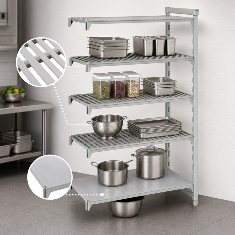 Product image #4 for Camshelving Premium 42" W x 24" D x 84" H 5-Tier Vented and Solid Add-On Polymer Shelving Unit
