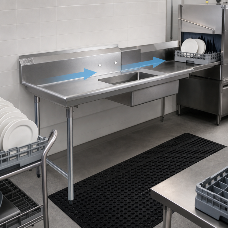 Product image #3 for Eagle Group BlendPort® Straight Soiled Dishtable, 60-Inch, Left-To-Right Operation, 16/300 Stainless Steel Top, 20 x 20 x 5 Inch Sink