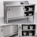 Thumbnail image #3 for John Boos Enclosed Stainless Steel Work Table with Sliding Doors and Cabinet Base, 108 x 30 Inches, 5-Inch Backsplash