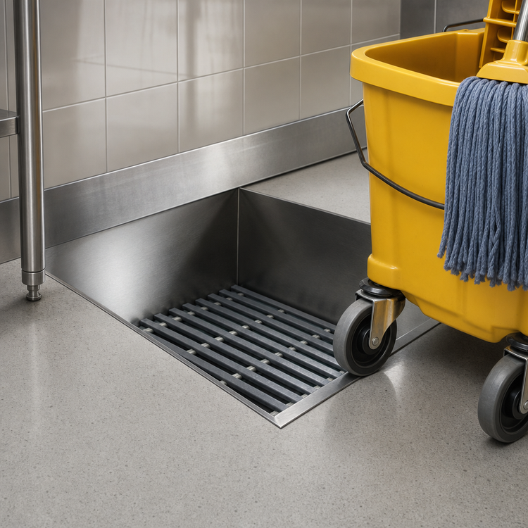 Product image #3 for Advance Tabco Flush-With-Floor Recessed Mop Sink with Fiberglass Grating, 33-3/8 x 24 x 10-Inch Bowl