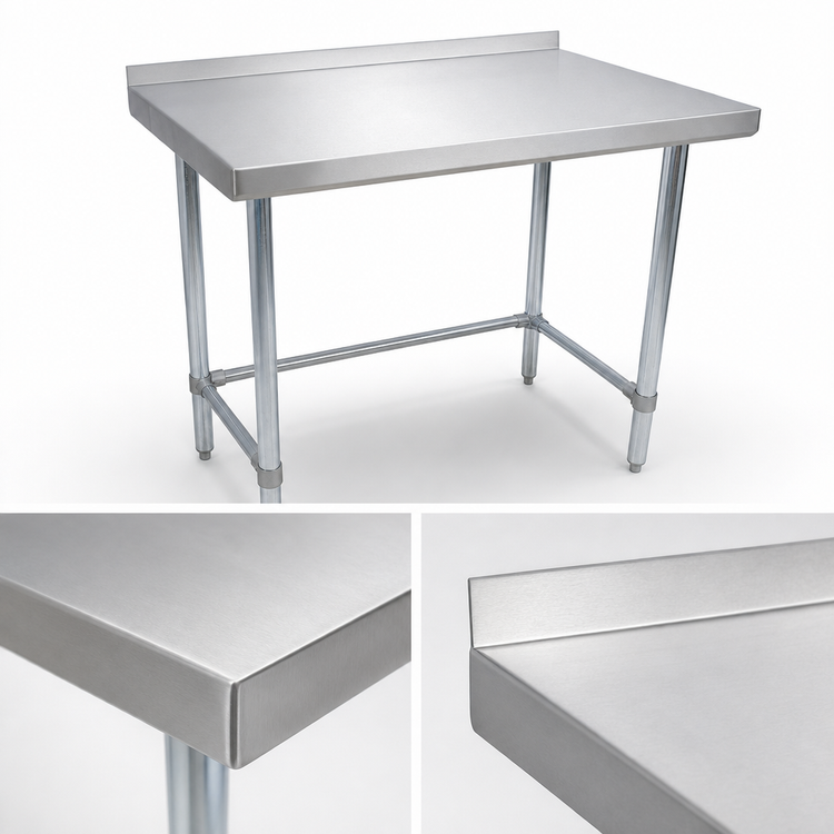 Product image #3 for BK Resources Open Base Stainless Steel Work Table with 1-1/2-Inch Rear Riser, 72 x 24 Inches