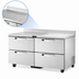 Thumbnail image #3 for True SPEC SERIES Two-Section 60-Inch Stainless Steel Worktop Refrigerator with 4 Drawers and Rear-Mounted Self-Contained Refrigeration