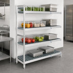 Thumbnail image #3 for Fermod Fermostock 4R59B83-CE 4-Tier Corner Expansion Polymer Shelving Unit Kit, 83" H x 59" W x 18" D, 800 lb. Capacity per Shelf