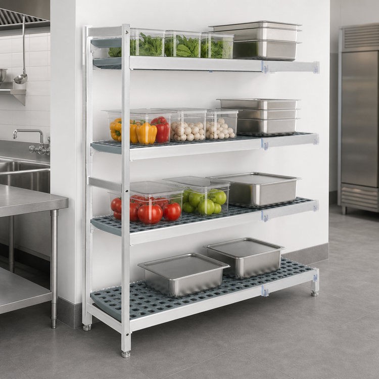 Product image #3 for Fermostock 4-Tier Corner Expansion Polymer Shelving Unit Kit, 83" H x 59" W x 18" D