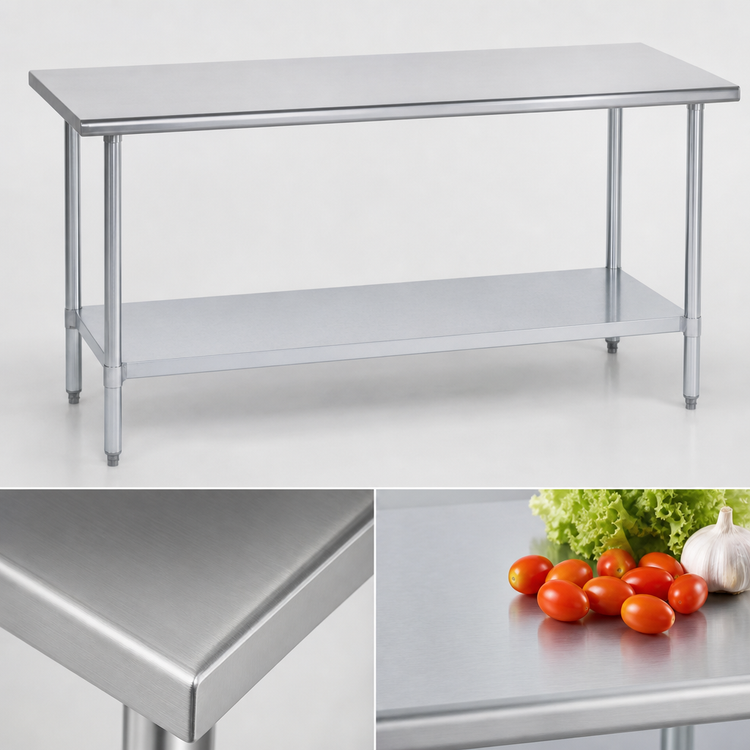 Product image #3 for Duke Stainless Steel Work Table with Galvanized Undershelf and Posts, 120 x 24 x 36 Inches, No Backsplash
