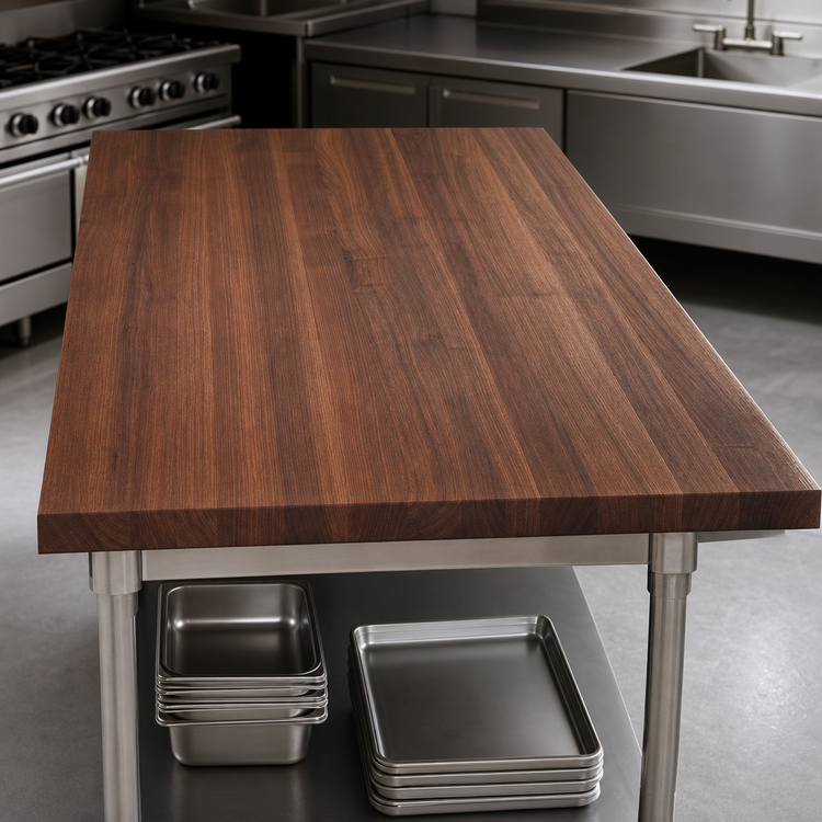 Product image #3 for John Boos Boos Block 72-Inch x 42-Inch x 3-Inch American Black Walnut Edge Grain Kitchen Countertop with Varnique Finish