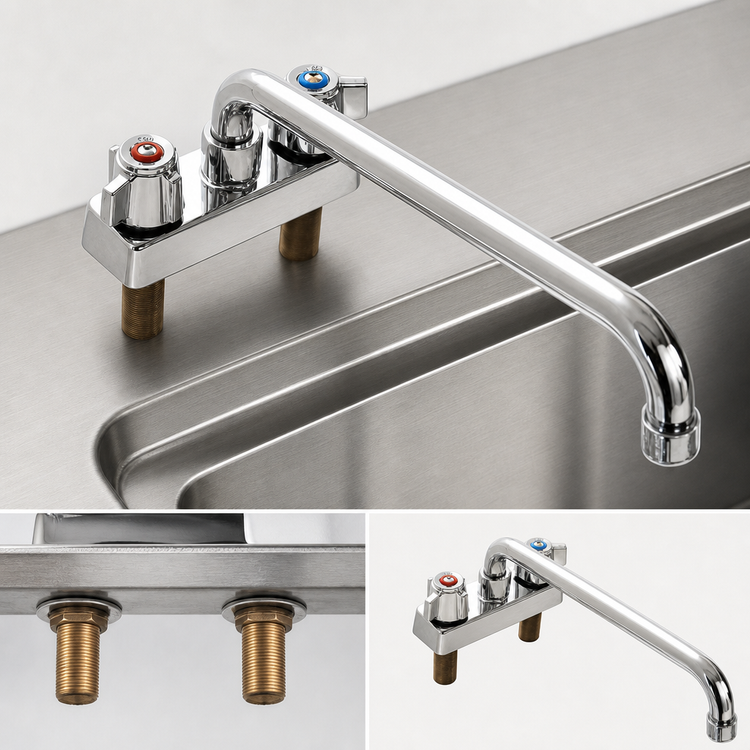 Product image #3 for Eagle Group Low-Lead Deck-Mount Manual Faucet with 12-Inch Swing Spout, 4-Inch Centers