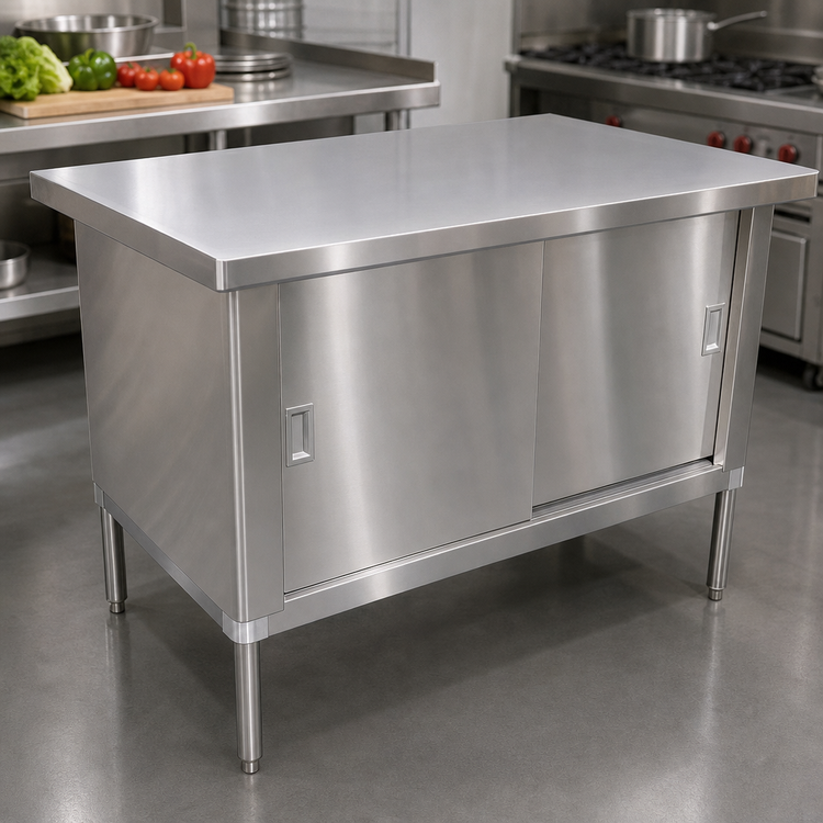 Product image #3 for 60-Inch x 30-Inch Stainless Steel Enclosed Work Table with Sliding Doors