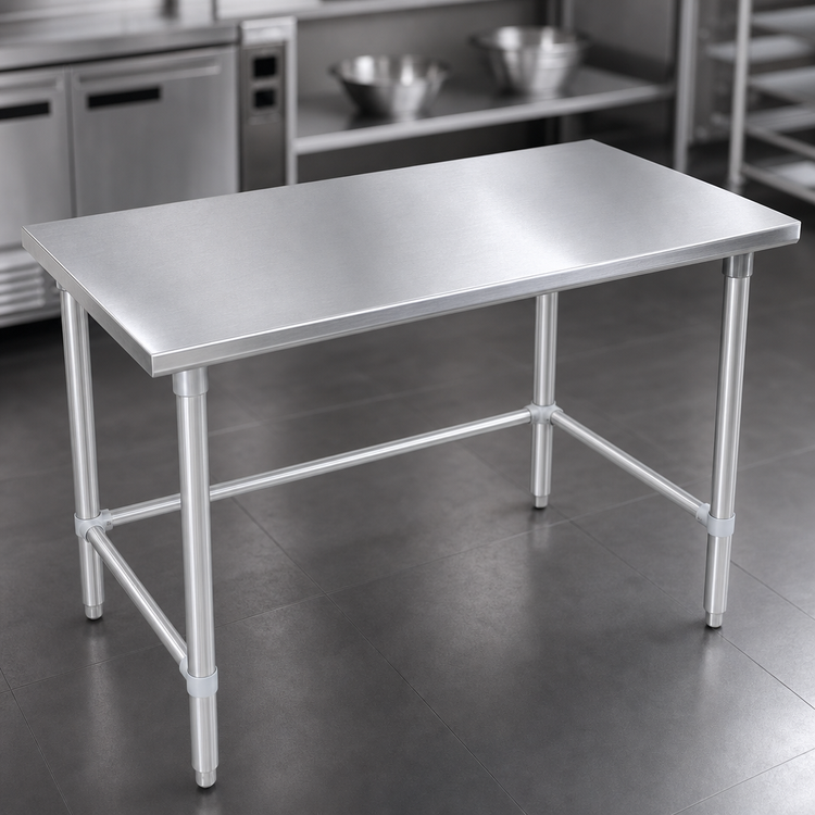 Product image #3 for John Boos Stallion 120-Inch x 24-Inch 14-Gauge Stainless Steel Flat Top Work Table with Galvanized Base