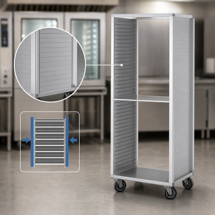 Product image #3 for Dinex DXP822S Closed-Side Side-Load Aluminum Sheet Pan Rack, 22-Pan Capacity