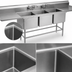 Thumbnail image #3 for Spec-Master 14-Gauge Stainless Steel Three-Compartment Sink with 18-Inch Left-Hand Drainboard, 85-1/2 Inch W x 27 Inch D