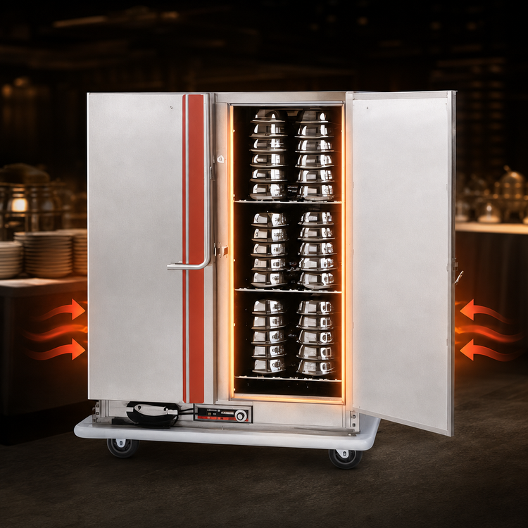 Product image #3 for EnduraHeat Heat Retention Banquet Cart with Double Doors, Stainless Steel, 96 Covered Plates
