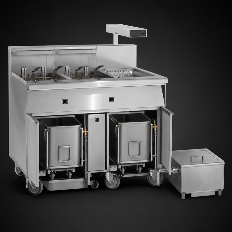 Product image #3 for Imperial Electric Floor Fryer with 2 x 50 lb Tanks, Built-In Filter System and Dump Station