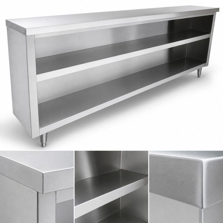 Product image #3 for Advance Tabco Special Value Series 60-Inch Stainless Steel Dish Cabinet with Open Base and Mid-Shelf