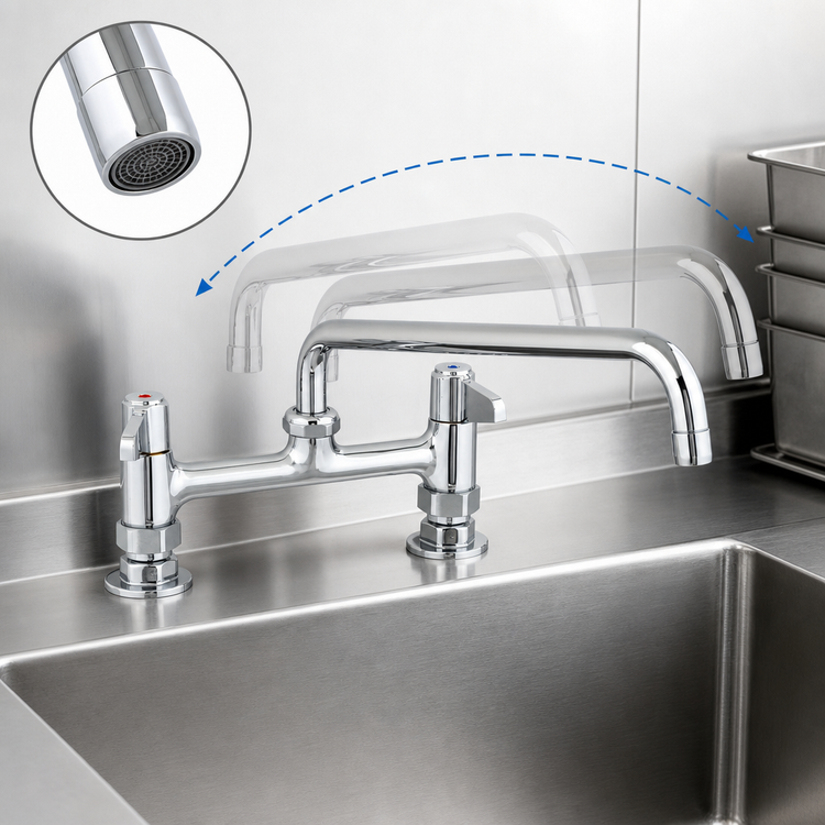 Product image #3 for equip 8-Inch Deck Mount Mixing Faucet with 12-Inch Swing Nozzle and Lever Handles
