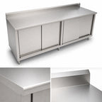 Thumbnail image #3 for John Boos 4CS6R5-30108 108 x 30-Inch Enclosed Stainless Steel Work Table with Sliding Doors, 16-Gauge 300-Series Top and 5-Inch Backsplash