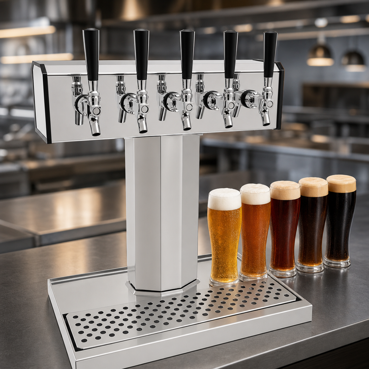 Product image #3 for Glastender Tee Draft 5-Faucet Glycol-Cooled Countertop Dispensing Tower