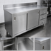 Thumbnail image #3 for 60-Inch Stainless Steel Enclosed Work Table with 6-Inch Backsplash, Sliding Doors, and 3 Drawers
