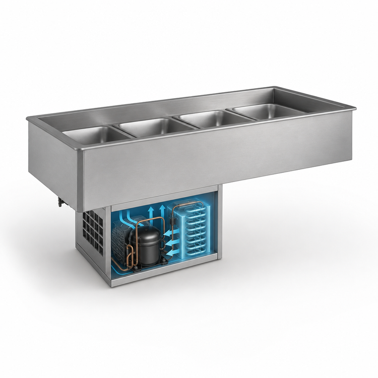 Product image #3 for Atlas Metal RM-1 Drop-In Refrigerated Cold Well, Self-Contained, 1 Full-Size Pan