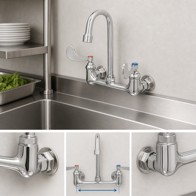 Product image #3 for T&S Brass Wall Mount Pantry Faucet with 8-Inch Centers and Gooseneck Spout