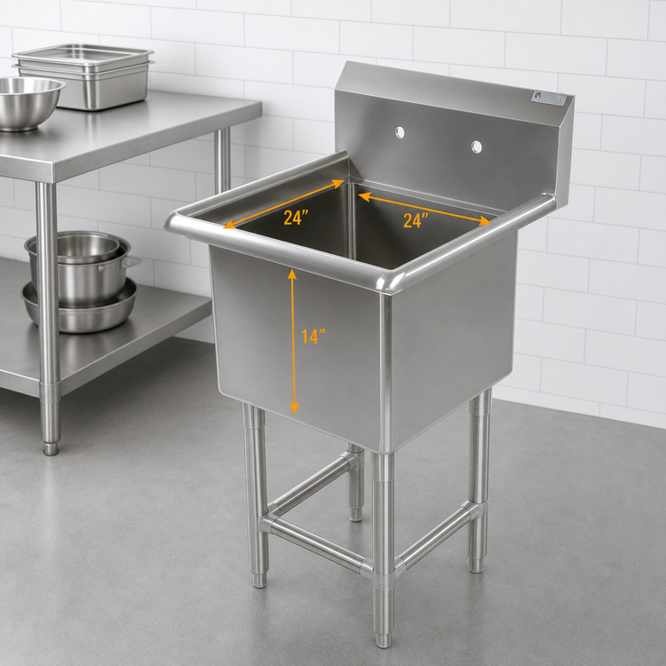 Product image #3 for John Boos Pro-Bowl 1-Compartment Stainless Steel Sink with 24 x 24 x 14 Inch Bowl, 10 Inch Backsplash, and Stainless Steel Legs