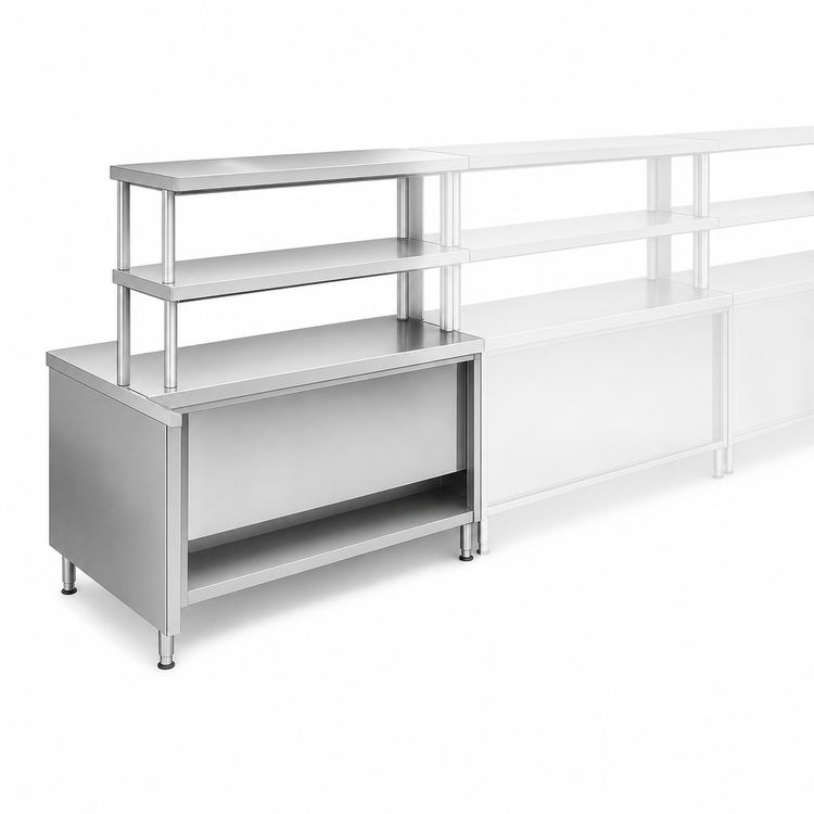Product image #3 for Randell Modular Chef Service Counter Left Section, 62.5-Inch, with Plate Storage Cabinet and Double Overshelf
