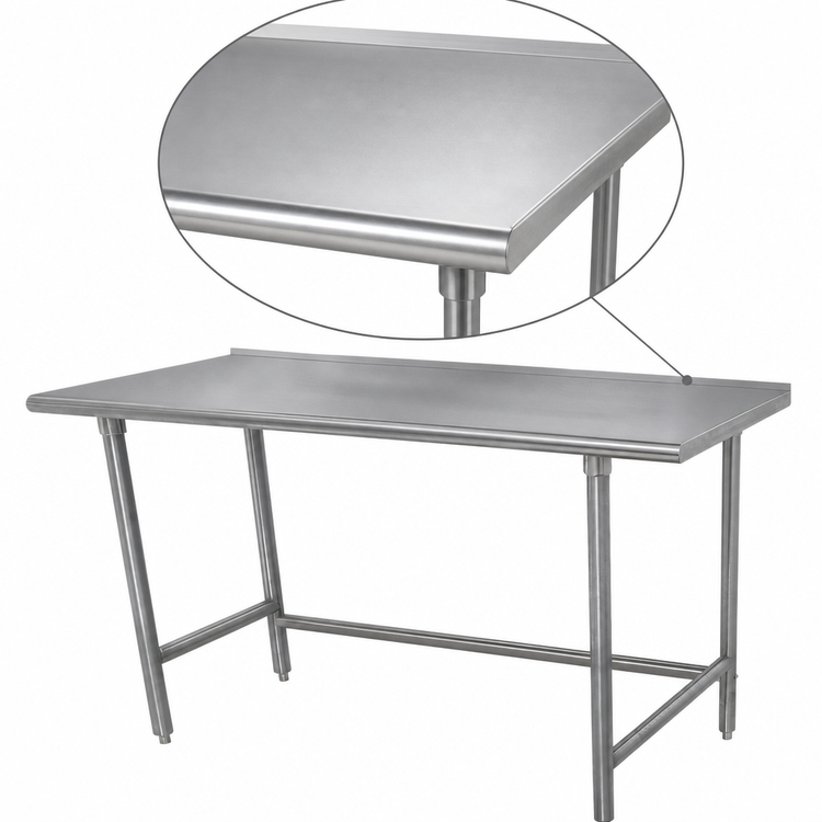 Product image #3 for Advance Tabco 108-Inch x 36-Inch 304 Stainless Steel Open Base Work Table with 1-1/2-Inch Rear Up-Turn
