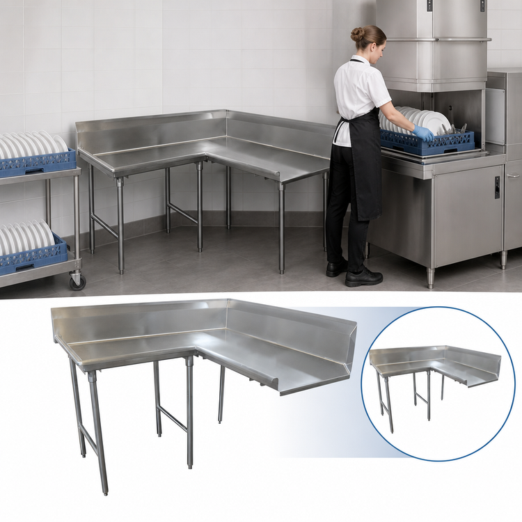 Product image #3 for Advance Tabco Korner Clean Left-Hand L-Shaped Corner Dishtable, 47-Inch, 14-Gauge 304 Stainless Steel