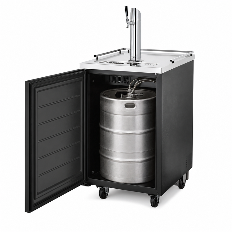 Product image #3 for True Freestanding Draft Beer Cooler with 1/2-Barrel Keg Capacity, Single Faucet, Flat Top, Black Vinyl Exterior